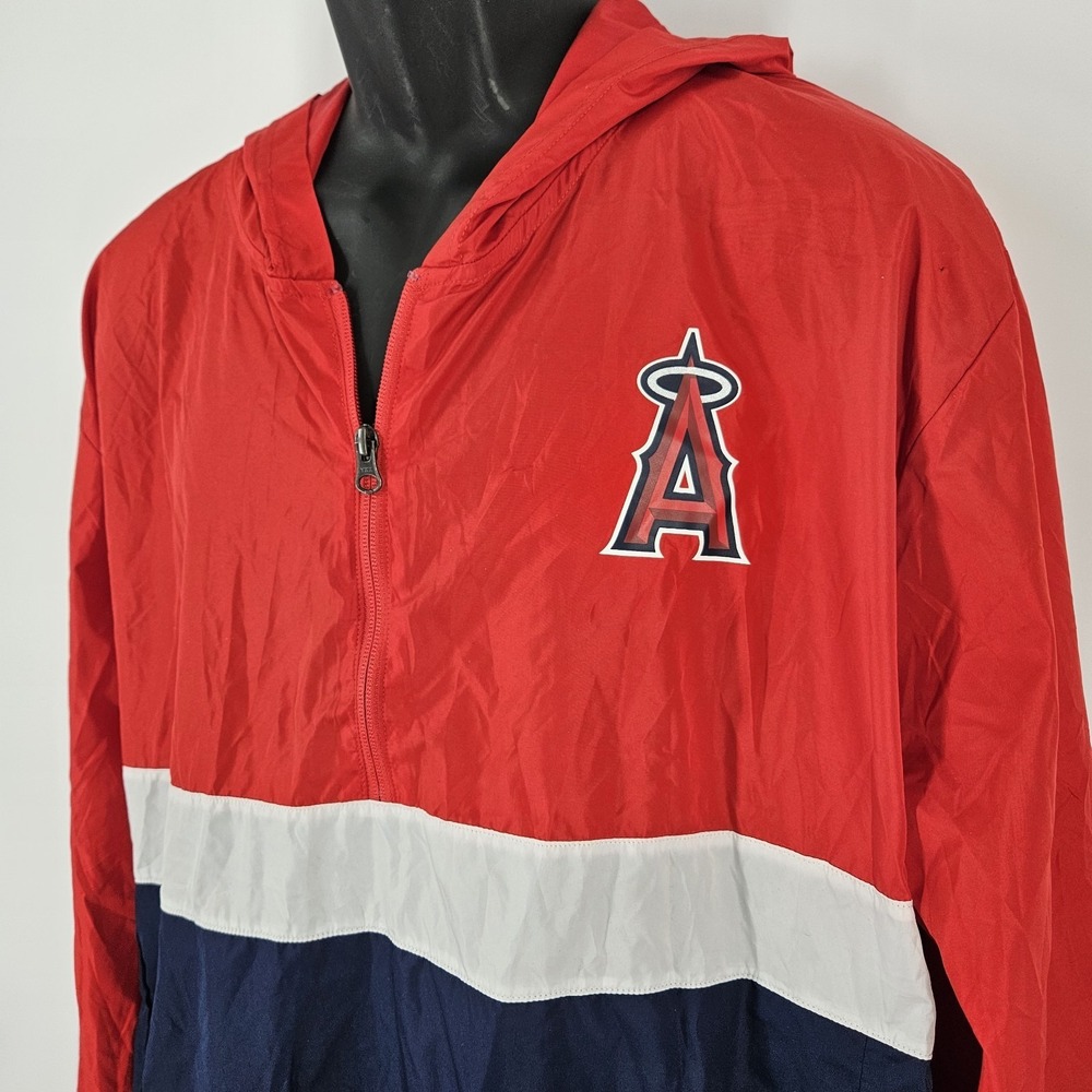 Anaheim Angels Men's Size XL Tri-Color 1/4 Zip Pullover Windbreaker Jacket MLB